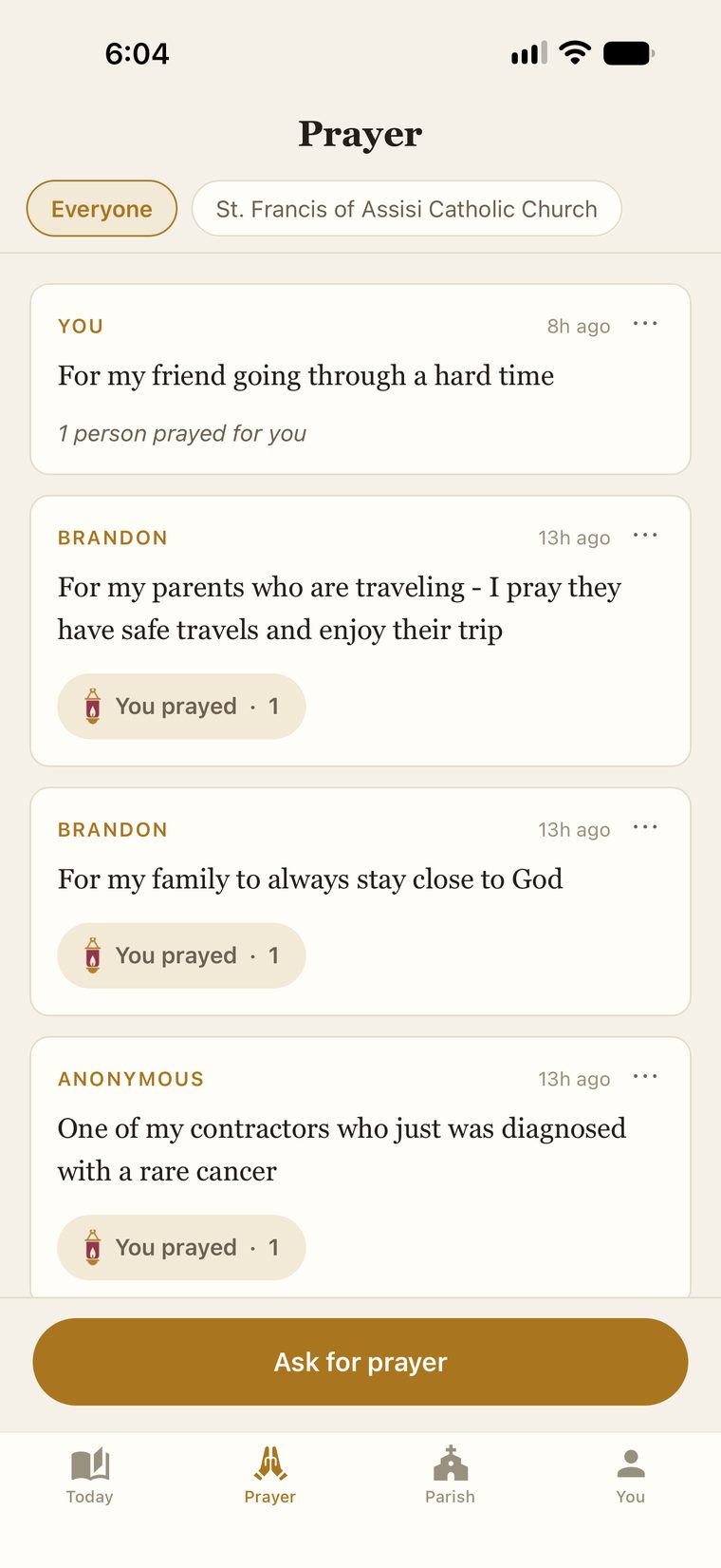 A parish prayer wall